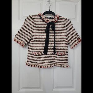 Zara Striped Blouse with Black Bow